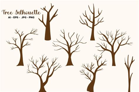 Bare Tree Silhouette Vector Clipart