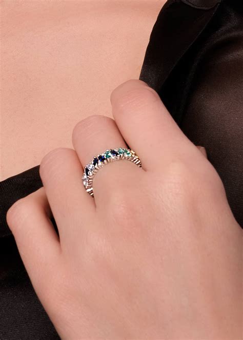 Lark & Berry Rainbow Veto Scarlet Ring with Lab Grown Sapphires