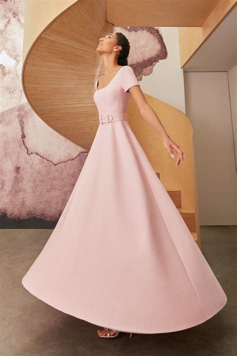 Miami Gown Soft Pink Cloque | Suzannah London
