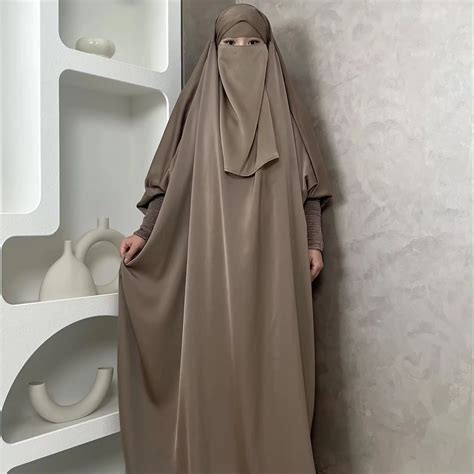 Alibaba.com: LM001 One Piece Satin Jilbab Niqab Attached Free Size
