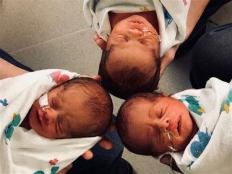 Rare 'one in a million' triplets return home after being born six weeks