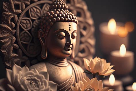 buddha statue  candle light buddha purnima vesak day background
