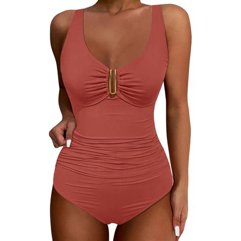 Tummy One-Piece Gathering Solid Color Sub Cover Belly Cross Tie One