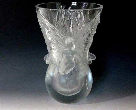 LALIQUE CLEAR & FROSTED CRYSTAL FAIRY VASE