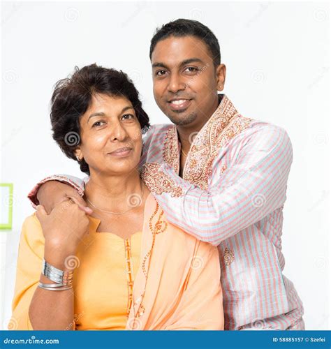 Indian Family Mature Mother And Adult Son Stock Photo - Image: 58885157