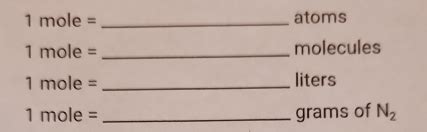 solved  mole atoms  mole molecules  mole liters  mole