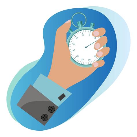 Hand holding a stopwatch. The concept of time control.Flat vector