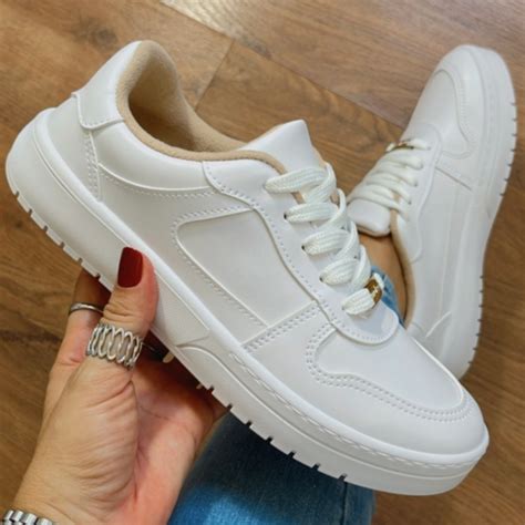 Moda Tenis Branco Feminino - Tênis Branco Casual Feminino Moleca Original Lançamento | Shopee Brasil