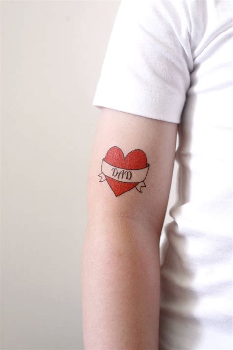 I Love Dad Temporary Tattoo Dad Tattoo Heart Tattoo Fathers Day Tattoo ...