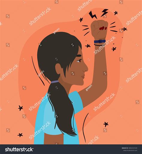 Latin Woman Cartoon Fist Side View: เวกเตอร์สต็อก (ปลอดค่าลิขสิทธิ์