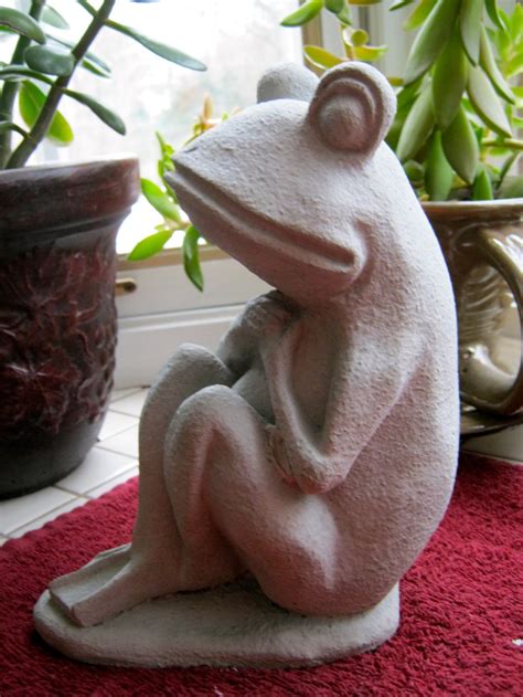 Frog Statue Concrete Frog Figure Cement Garden Decor - Etsy