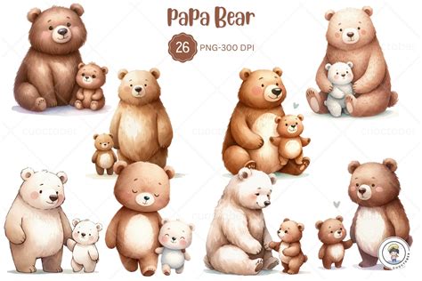 Papa Bear and Baby Bear Father's Day Graphic by cuoctober · Creative ...