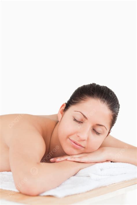 Dark Haired Woman Closing Her Eyes Adult Naked Caucasian Photo