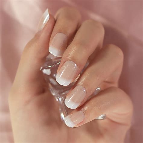 Round Acrylic Nails French Tips