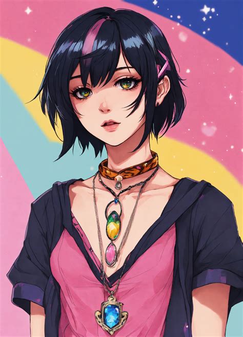 Lexica - A transgender woman with emo cut black hair, streak in front