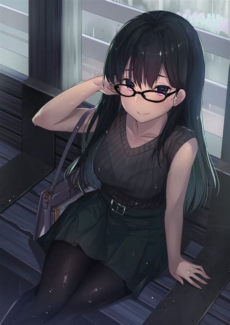 Anime bra wet clothing long hair bag arm support smiling Gaming Mat