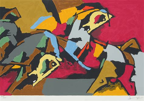 Two Horses - M.F. Husain - WikiArt.org