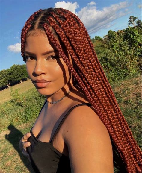 Cabelo Trança Box Braids - Box braids ruiva | Trança em cabelo cacheado, Cabelo com trança ...
