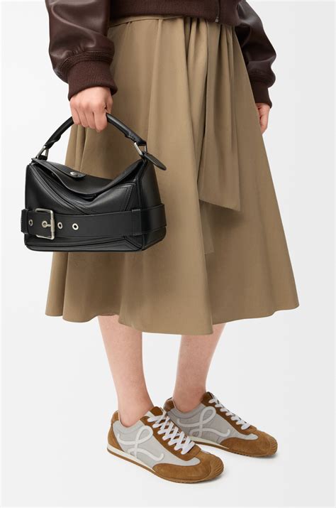 small puzzle biker bag  shiny calfskin black loewe usa official website