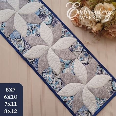 Drunkard's Path Quilted Poinsettia Block Table Runner