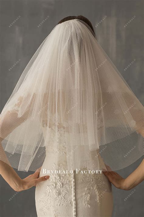 Multi-Layered Diamond Mesh Elbow Length Bridal Veil