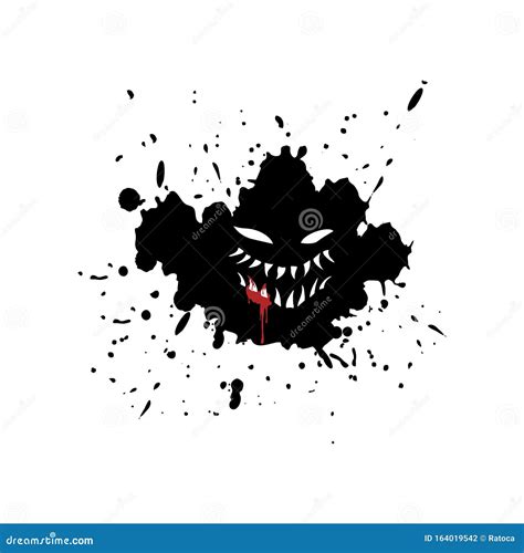 Imaginative Monster Face on Ink Stain Stock Vector - Illustration of ...