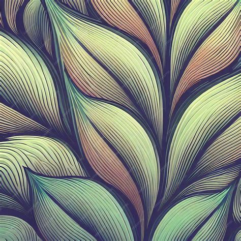 Una pintura digital de un patrón frondoso con hojas que parecen estar