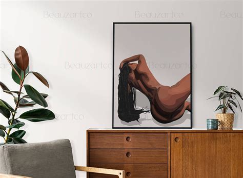 Naked Black Woman Wall Art, Black Art Prints, Minimalist Cultured Art