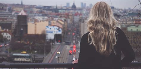 girl woman city balcony blonde