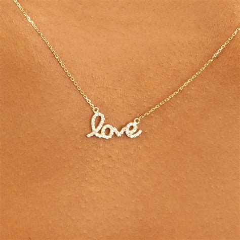 Cursive Diamond Love Necklace, Desiree