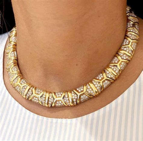 bulgari diamond gold necklace