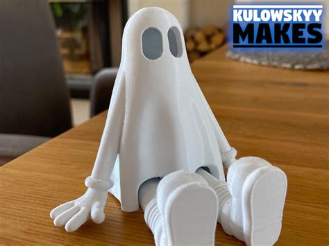 Flexi Cute Ghost Print-in-place Articulated Toy Halloween 3D Print STL
