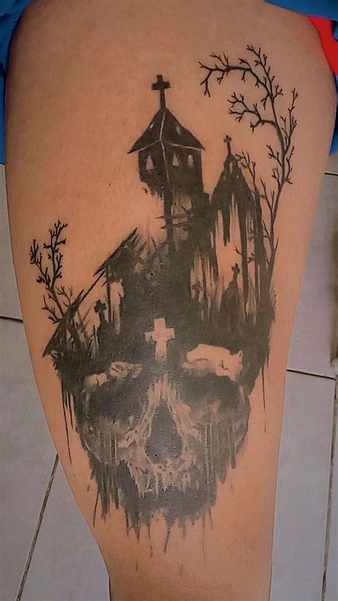Tatuagem De Cemitério - Pin de Влад Zeva em + | Cemitério tatuagem, Tatuagens assustadoras ...