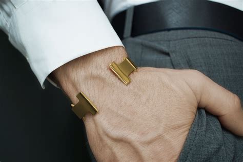 Gold Cuff Bracelet Adjustable Bracelet for Men 18k Gold | Etsy