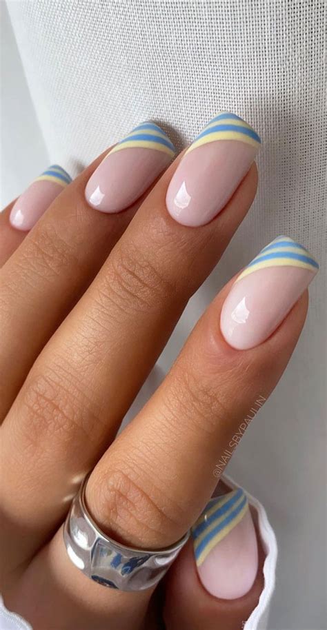 25 cute coloured french tip nail ideas duck egg blue and cream coloured ...