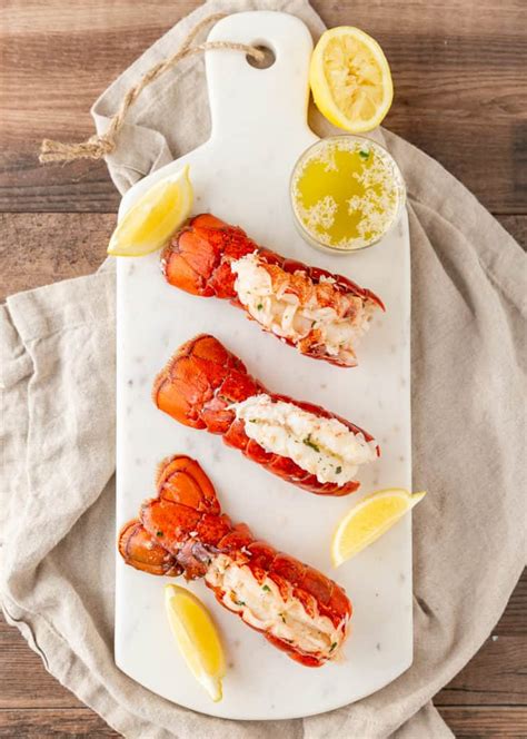 Boiled Lobster Tails with Garlic Lemon Butter - Basil And Bubbly