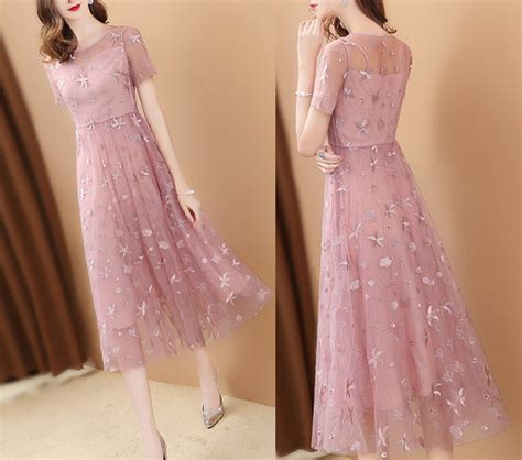 Mauve Soft Tulle Fabric With Coral Starfish Design Embroidery | Etsy