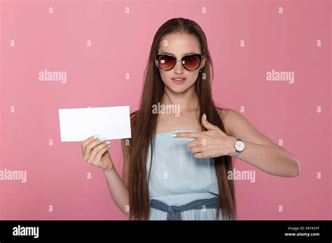 woman showing  empty blank stock photo alamy