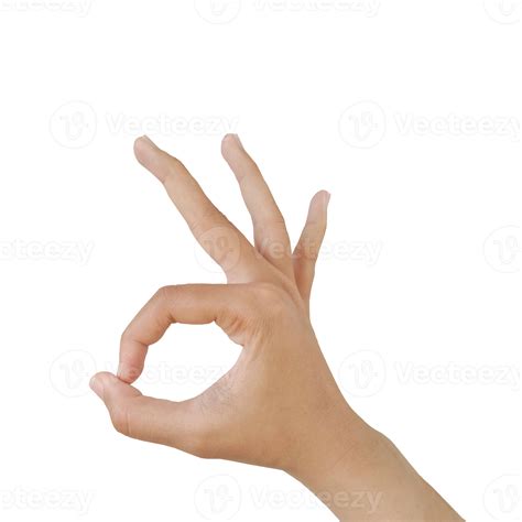 Close up Asian female hand show pinch gesture made, Ok sign finger arm
