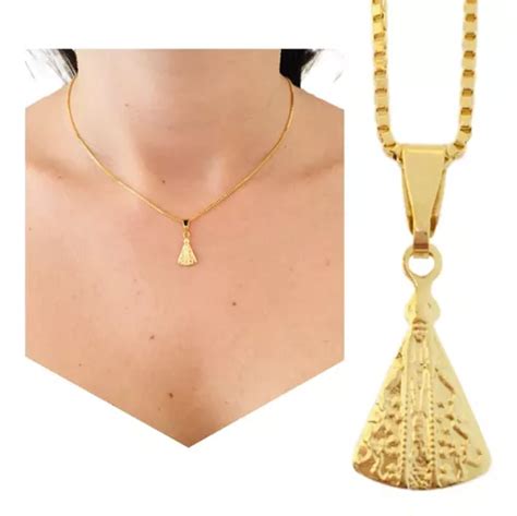Correntinha Banhada A Ouro Feminina - Correntinha Feminina Pingente Nossa Senhora Banhado A Ouro | Frete grátis