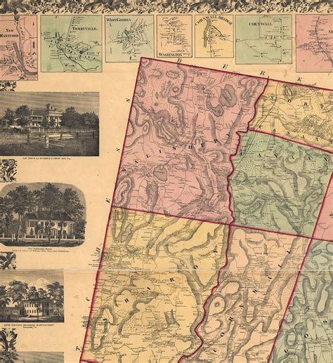 Map of Litchfield County Connecticut CT. 1859 Vintage | Etsy