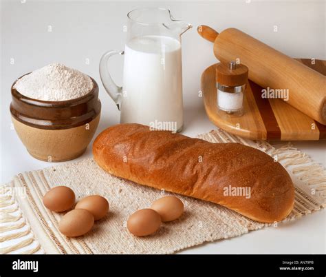 bread ingredients   loaf  bread stock photo alamy