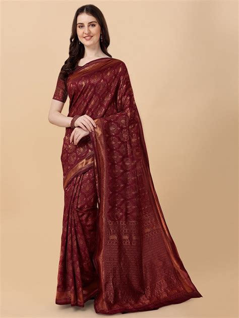 buy besucher woven design zari silk blend kanjeevaram saree sarees