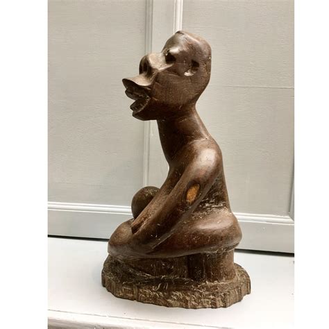 South African Tribal Carved Wooden Figure of Naked Lady by G. Tandi
