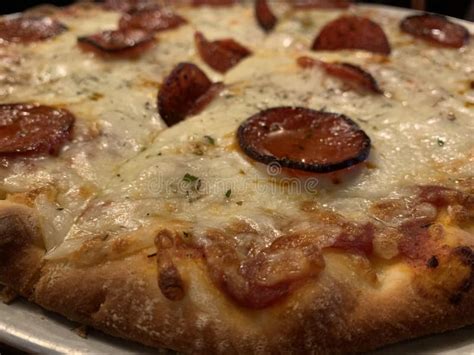 pepperoni pizza  close picture  cheese stock image image