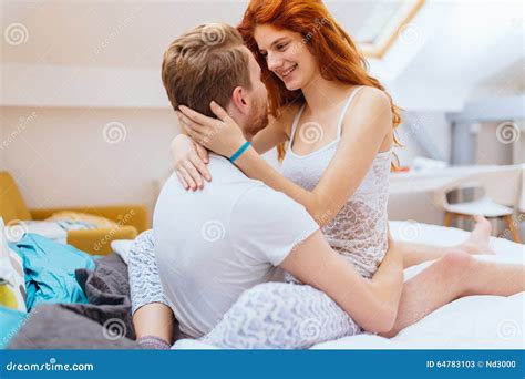 Beautiful Couple Romance in Bed Stock Image - Image of desire