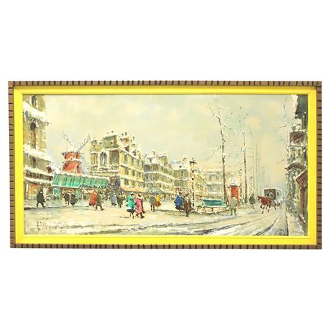 20th Century Original Oil on Canvas - European Street Scene - Signed