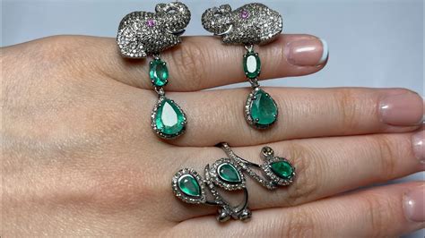 Изумруды 🦎бриллианты 💎в серебре 925💍 - YouTube
