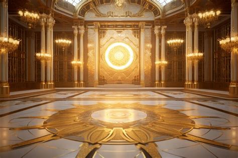 premium photo radiant gold pattern   lavish ballroom floor se