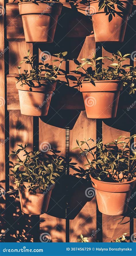 A Row of Potted Plants Sitting Next To Each Other. Generative AI Stock ...